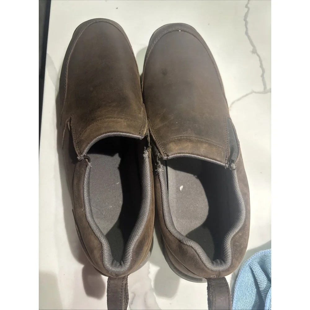 DULUTH TRADING CO.~NWB!!~MENS 15M DARK BROWN WILD BOAR LEATHER MOCS